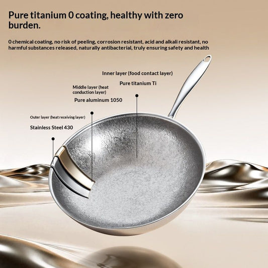 Hammered Titanium Alloy Wok For Home Cooking