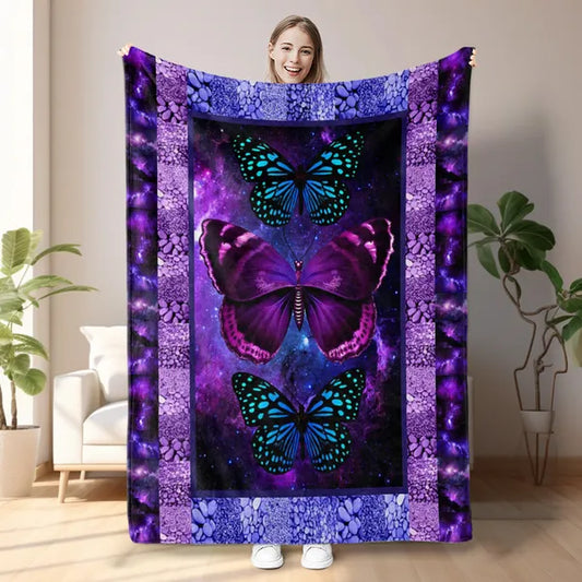 Butterfly Printed Flannel Blanket - Soft, Warm, Lightweight For Couch,Office, Bed, Camping, Travel - Multi-Purpose Gift For All Seasons With Versatile Design 70X80 Inches-temu Can Only Be Self-picked