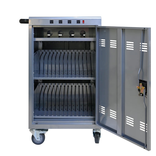 Mobile Charging Cart And Cabinet For Tablets Laptops 35-Device  B30PLUS -Silver