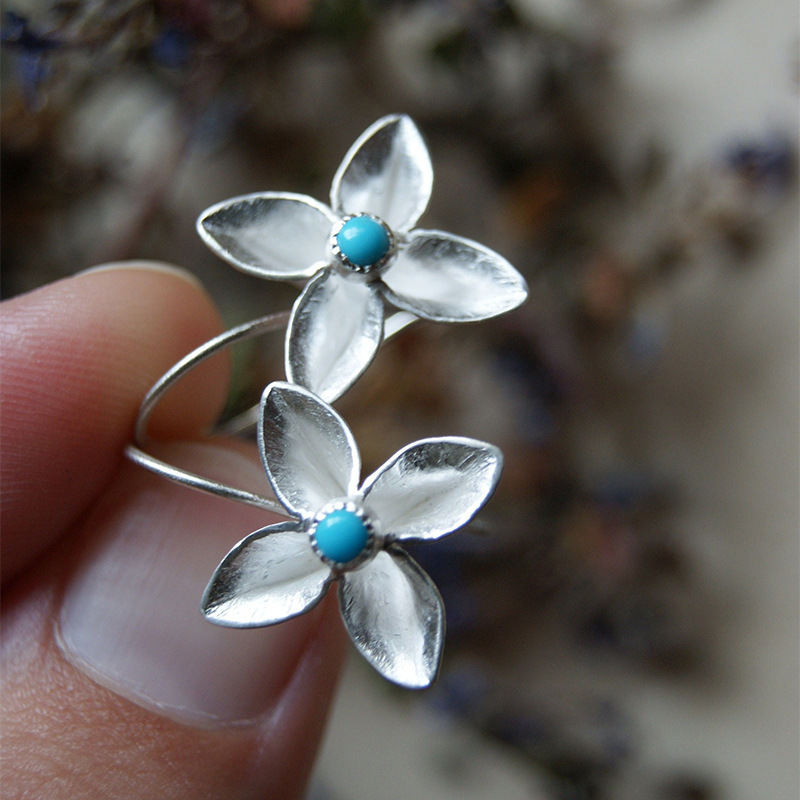 Clover Turquoise Ear Hanging Female Antique Accessories For Women