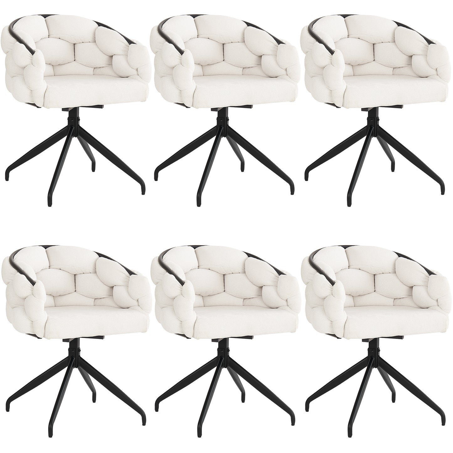 Luxury Chair 6 Pcs , Swivel Chair, 360 Swivel, Living Room Chairs, Dining Chairs, Makeup Chairs, Modern Fashion Style Chairs,Dining Chairs With Backrest,Ergonomic Chair, Bubble Chairs,Beige