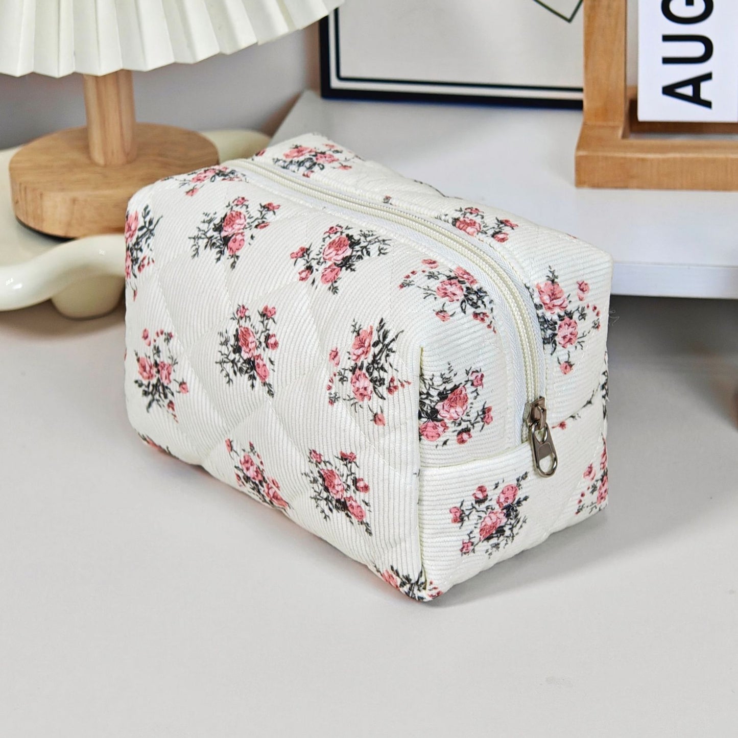Printed Quilted Makeup Large Capacity Portable Toiletry Bag For Travel