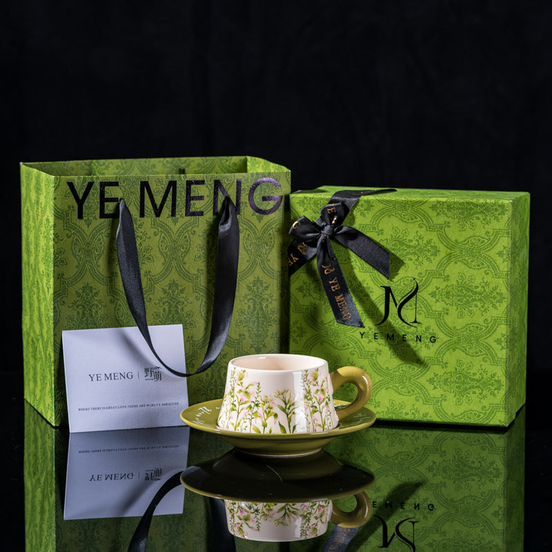 Affordable Luxury Original Iris Flower Ceramic Coffee Cup Gift Set