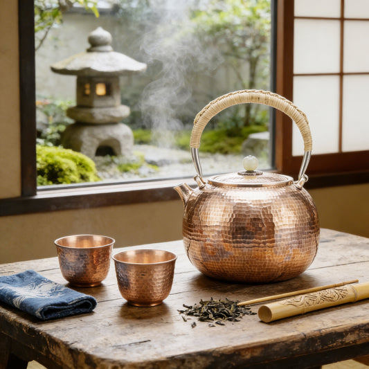 925 Sterling Silver Exquisite Hammered Metal Tea Kettle with Artisanal Woven Handle and Polished Stone Finial - Handicraft