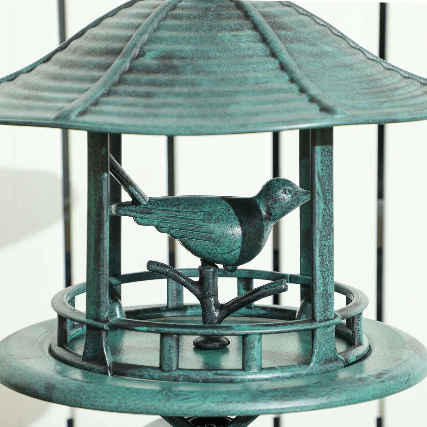 3 in 1 Garden Bird Bath Bowl Pedestal with Bird Feeder, Large Water Basin, Underneath Flower Planter, Green