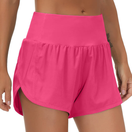 Cross-border Fake Two-piece Sports Shorts Women's Rear Zipper Pocket Anti-walking Quick-drying Loose Running Fitness Yoga Pants