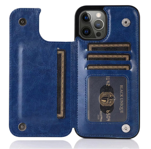 Solid Color Double Buckle Mobile Phone Leather Case