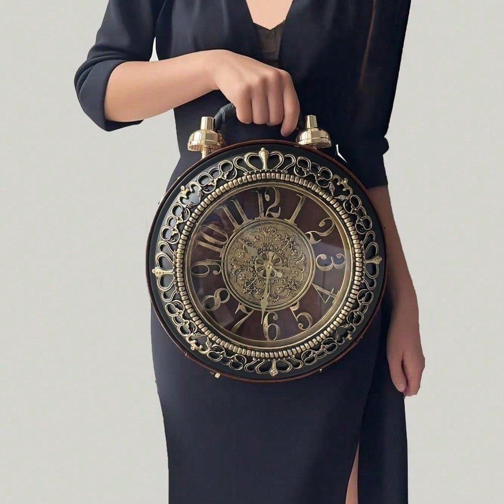 Retro Clock Shaped Crossbody Purse Handbags Women Shoulder Bag Vintage Steampunk Messenger Bags Designer Clock Purse,  Bags For Women, Summer, Tote Bags For Women, Valentine's Day Gifts, Romantic Gift