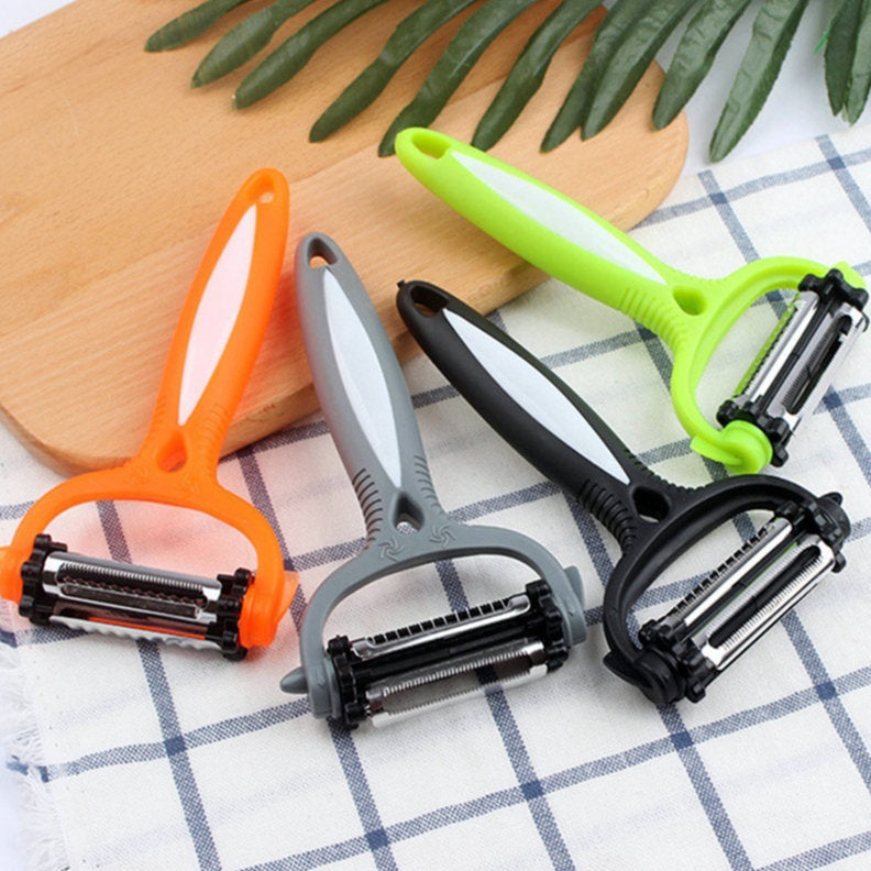 3-in-1 Rotary Vegetable Peeler Julienne Slicer Kitchen Tool Stainless Steel Fruit Peeler
