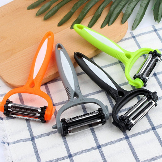 3-in-1 Rotary Vegetable Peeler Julienne Slicer Kitchen Tool Stainless Steel Fruit Peeler