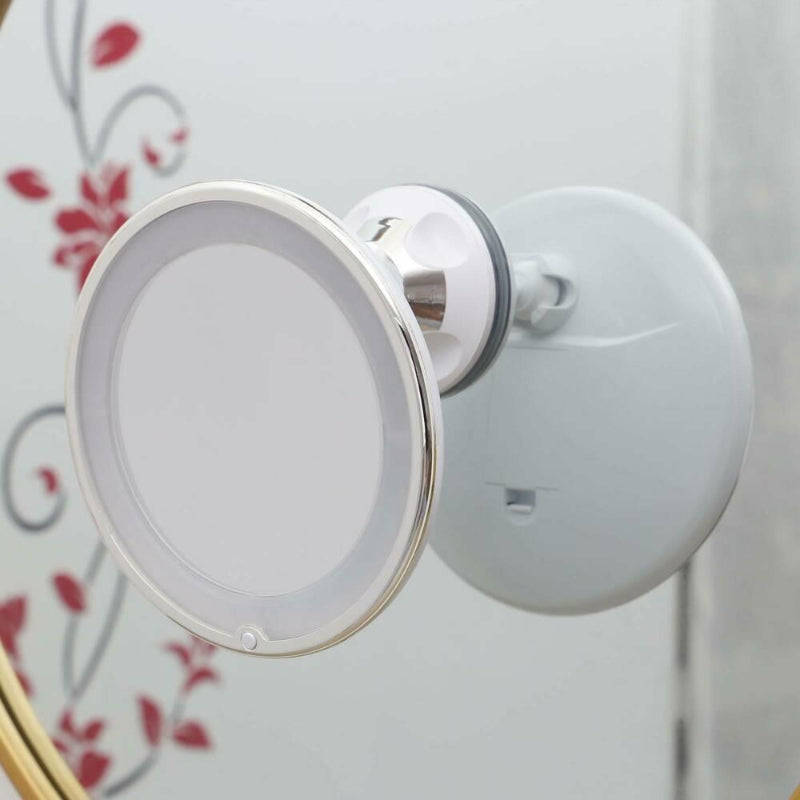 Makeup Mirror With 10X LED Suction Cup Shower Shave Cosmetic