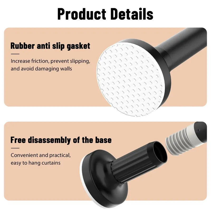 Adjustable Telescopic Pole No Drill1.9m Extendable Hanging Rod Bathroom Curtain Clothes Drying Storage Organization Multipurpose