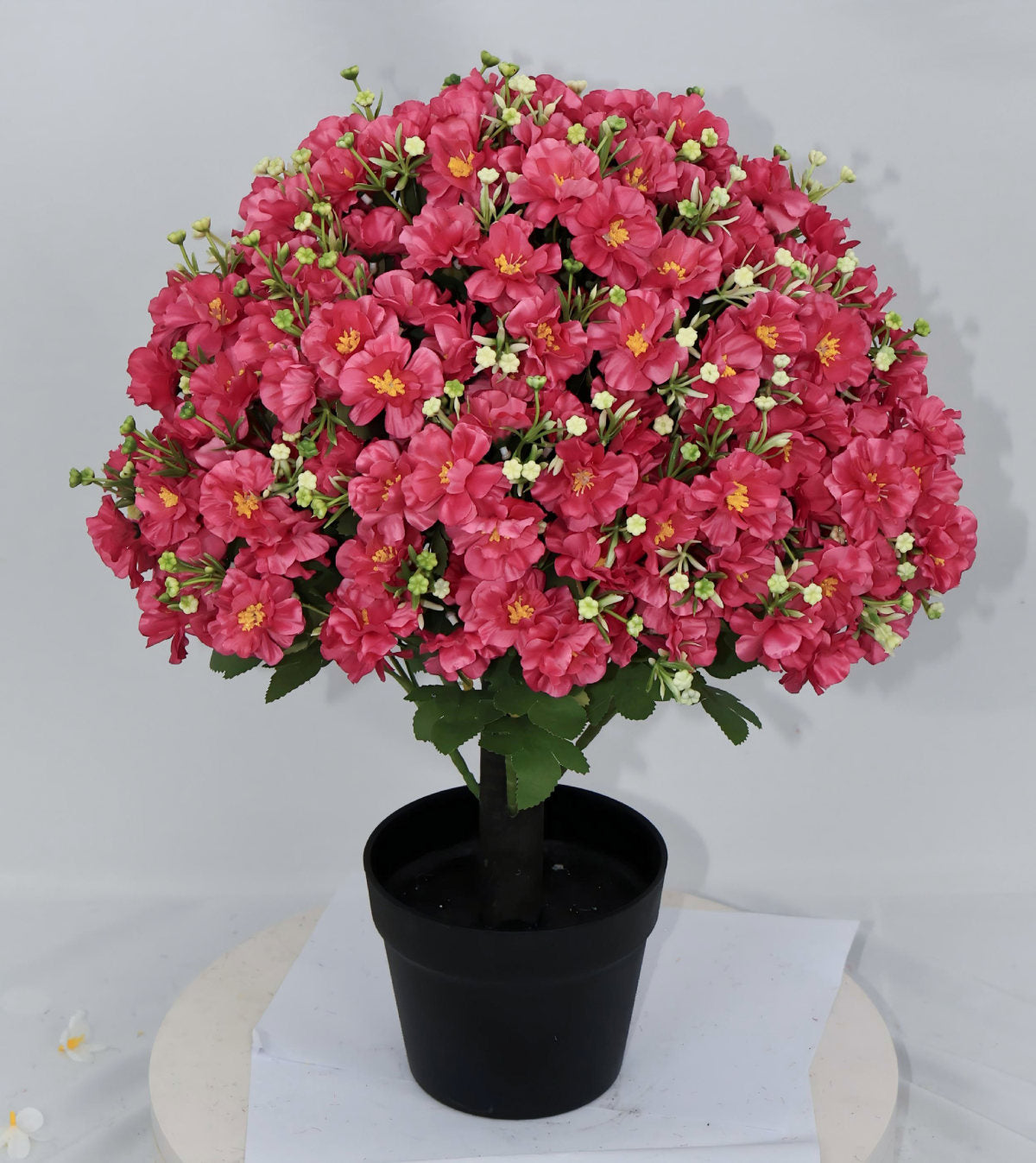 24-Inch Faux Flower Artificial Snow Lotus Potted Plant  UV-Resistant Artificial Floral Decor  Suitable for Indoor & Outdoor Spaces(Rose Red) ,2 Pots per /Set