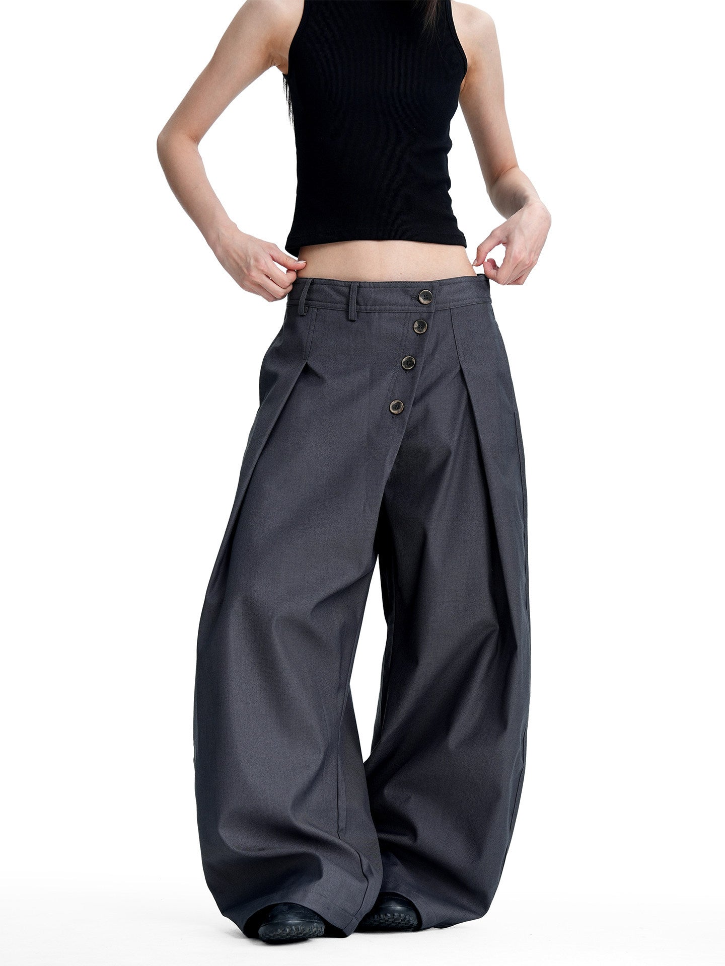 Scimitar Pants Summer New Arrival Vintage Double-breasted Casual Style