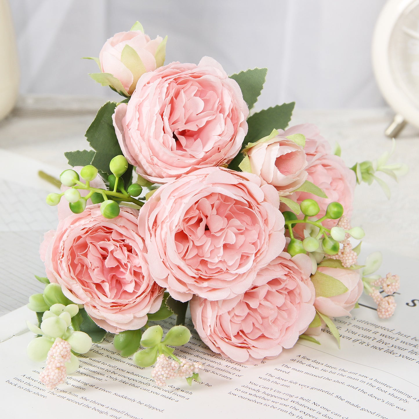 Home Wedding Rose Bouquet Made Of Silk Flowers