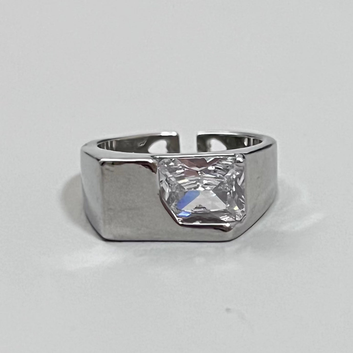 Niche Design Star Couple Rings, Korean INS Style, Zircon Inlaid Letter Texture Ring, Fashion Personality Ring For Men