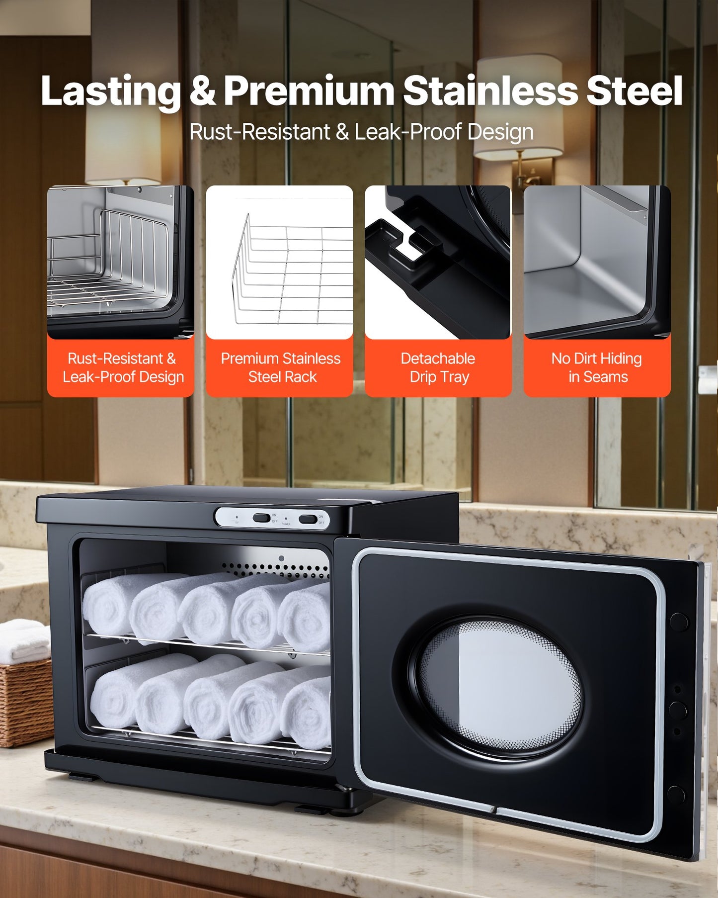 Hot Towel Warmer, 5 Gal Large Towel Warmer Cabinet With See Through Window, Clip & Stainless Steel Racks, Holds Up 36 Towels, All-Round Heating Cabinet For Spa, Barber, Manicures, Massage, Salon