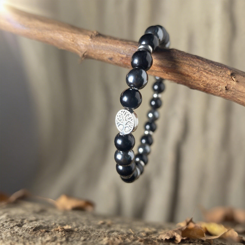 Best-selling Tree Of Life Black Tourmaline Obsidian Charm Bracelet