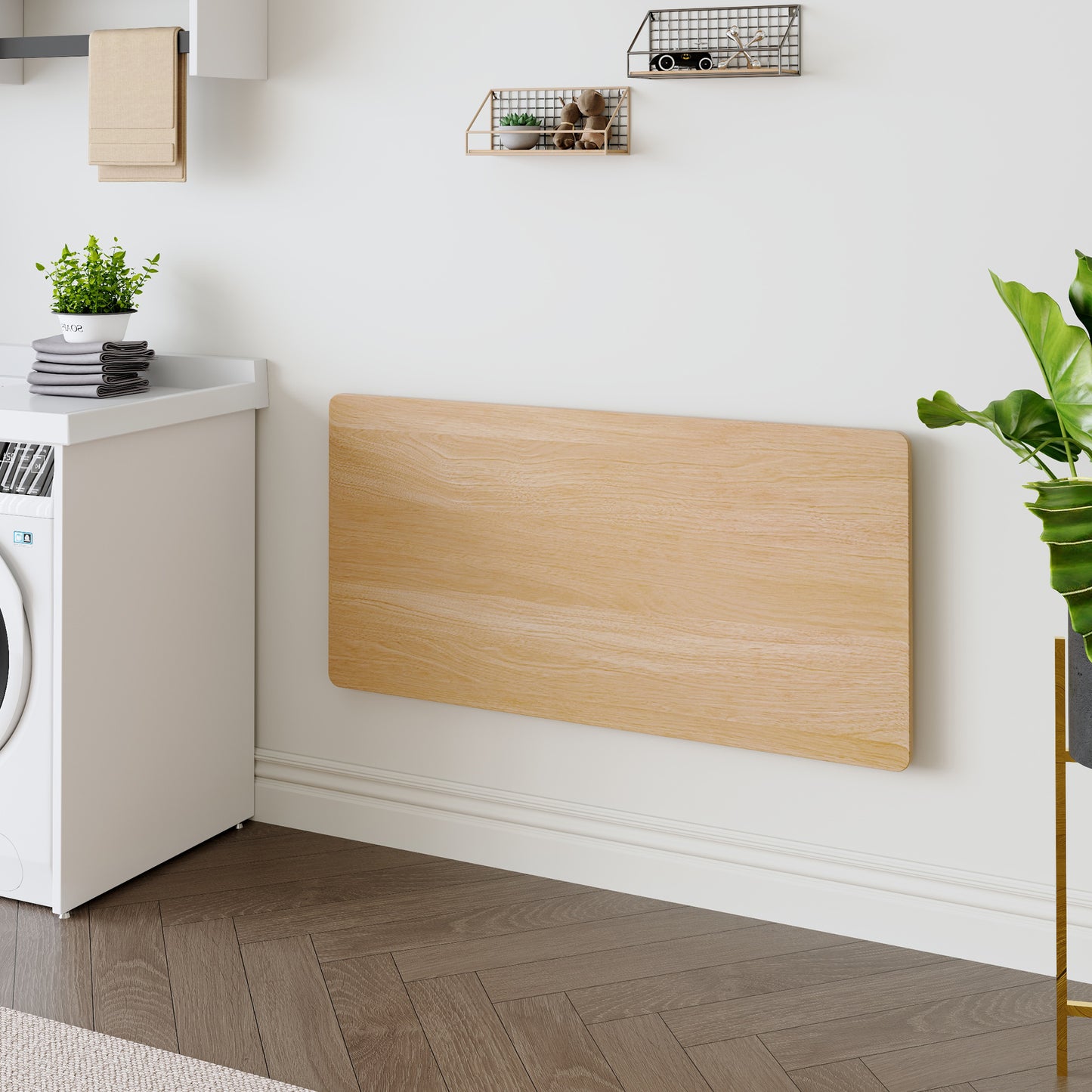Laundry Room Folding Table Wall Mounted Folding Table For Small Spaces,Fold Down Desk,Workbench,Addition To Garage & Shed Home Office Laundry Room Home Bar Kitchen & Dining Room,45x22x6.5 Inches.