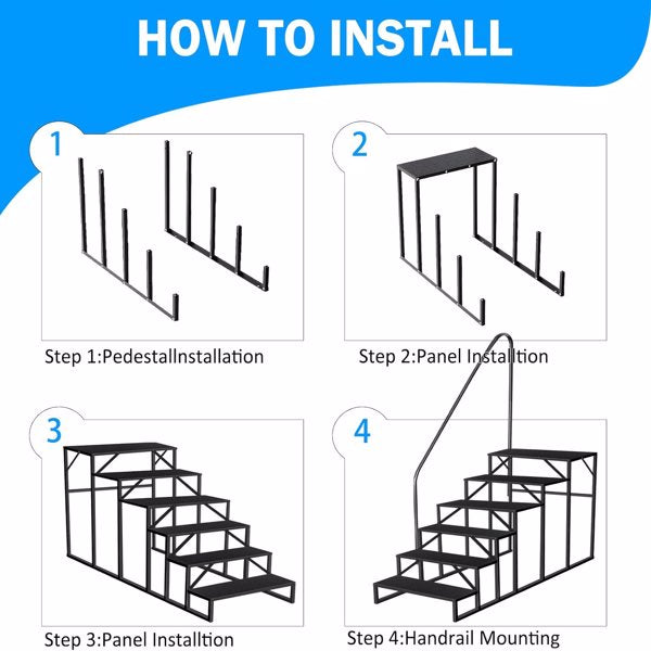 RV Stairs 6 Step Ladder,RV Steps Anti-Slip,Hot Tub Steps With Handrail,660 Lbs RV Ladder For 5th Wheel RV,Mobile Home Stairs