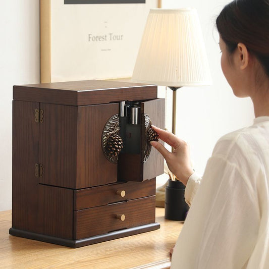 Cosmetic And Skincare Storage Dust-proof Wooden Shelf