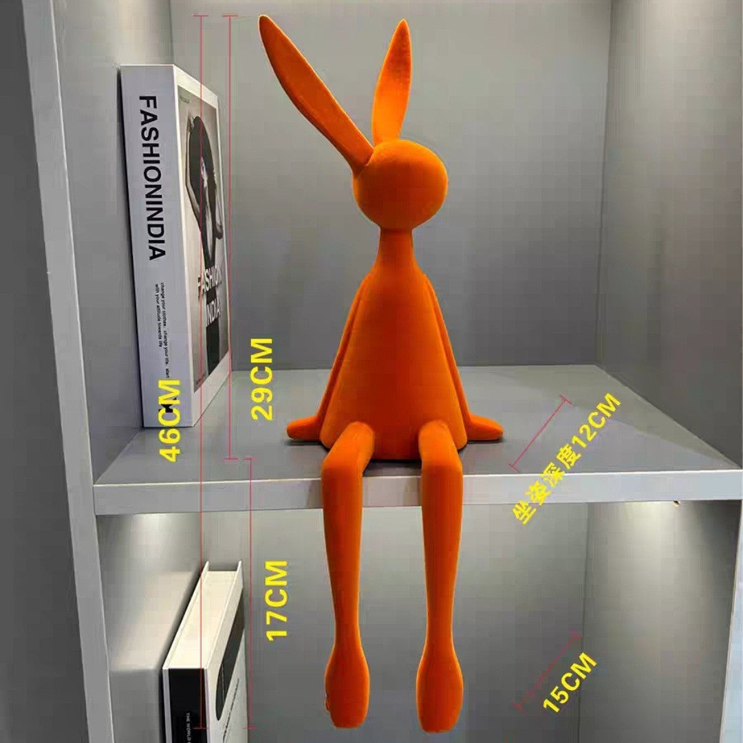 Creative And Minimalist Flocked Rabbit Figurine For Home Decor
