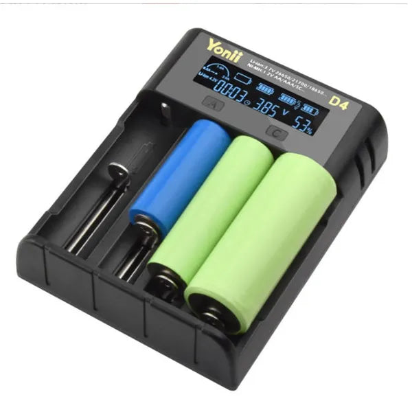 YONII 4-Slot USB LCD Smart Battery Charger For NiMH Li-ion SC/F6 AA AAA Batteries, 2025