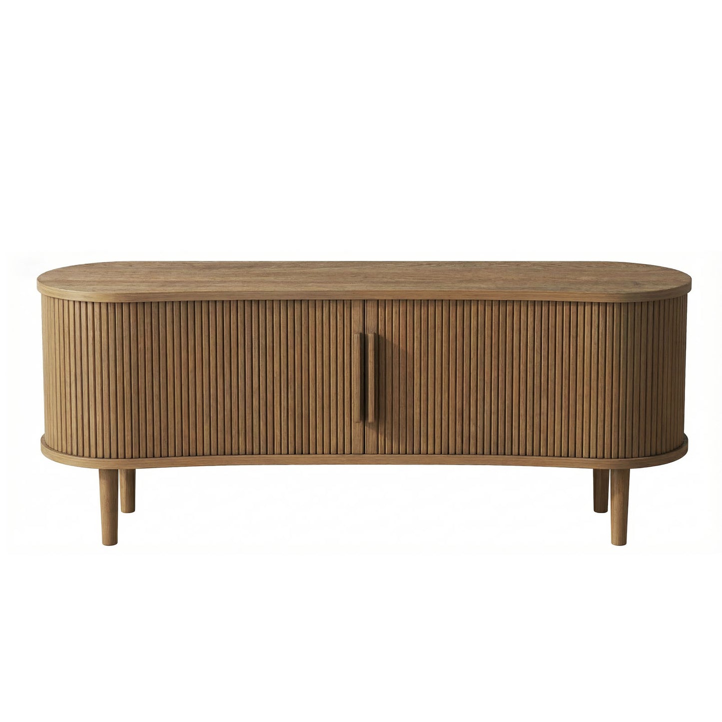 63in Fluted TV Stand Modern Media Console Table Entertainment Center With Sliding Door And Solid Wood Legs For Living Room Bedroom Office
