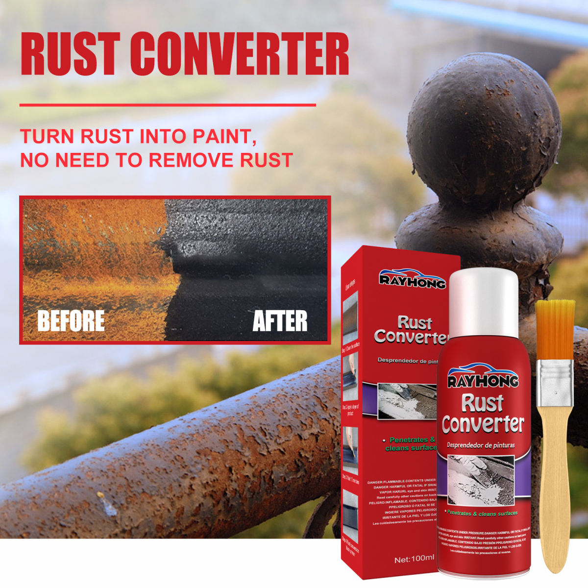 Rayhong Derusting Conversion Agent Automobile Chassis Anti-rust Protective Agent Rust-free Primer Rust-free Metal Accessories