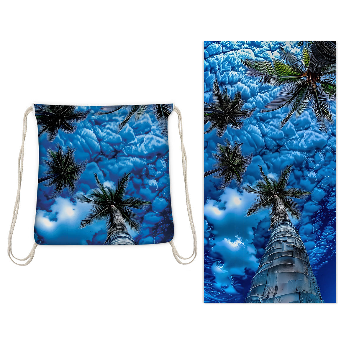 Beach Towel With Integrated Bag Portable Storage Backpack Printed Towel Bath Towel