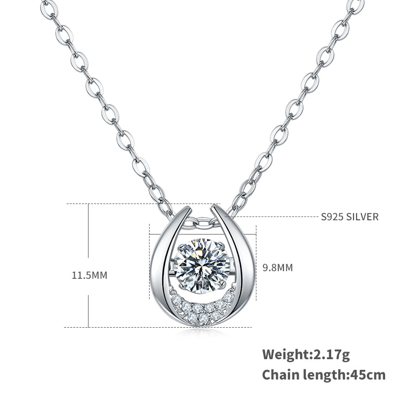 S925 Sterling Silver 0.5ct D Color VVS1 Moissanite Horseshoe Necklace 45cm Platinum Plated GRA Certified Gift Box