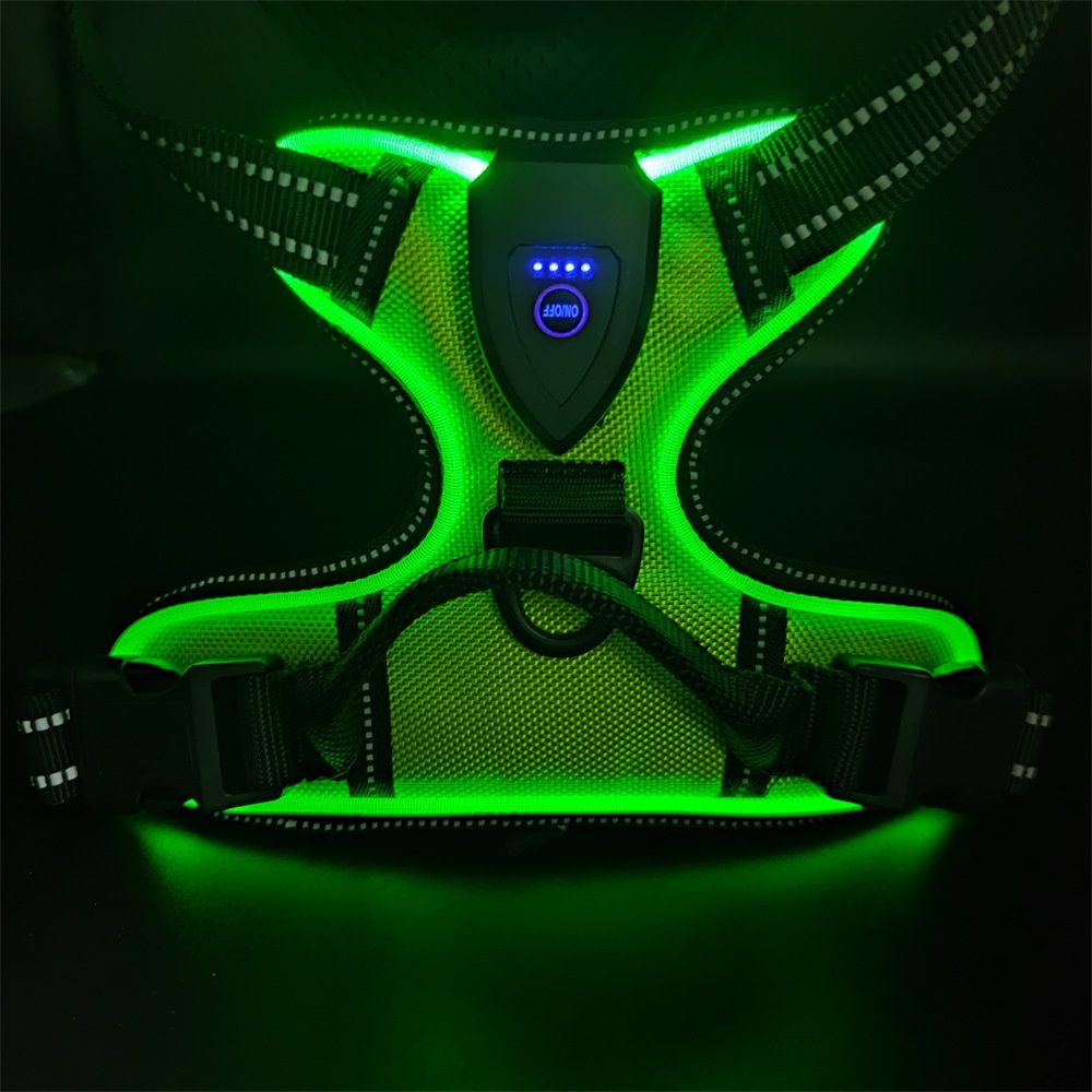 LED Pet Light-Up Harness Nighttime Dog Walking Anti-Collision Adjustable Flashing Vest For Cats And Dogs