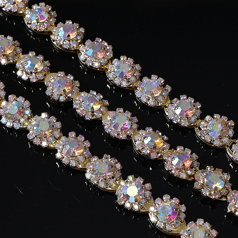 Chain Accessories Rhinestone Chain DIY Jewelry Soldered Chain Floral Design