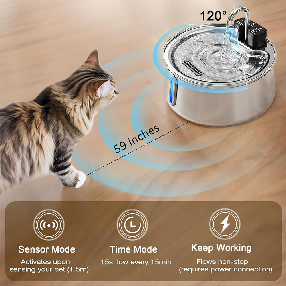 Stainless Steel Wireless Pet Water Fountain Kit