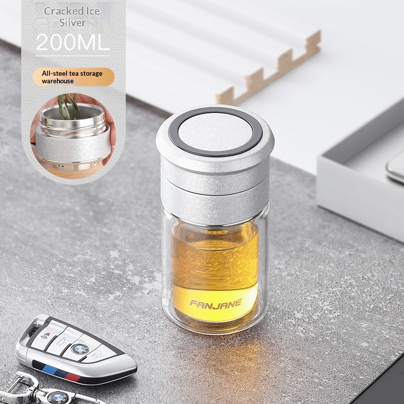 Chinese Character Simplificationcomplication Tea-water Separation Glass Cup Double-layer Teacup Pass