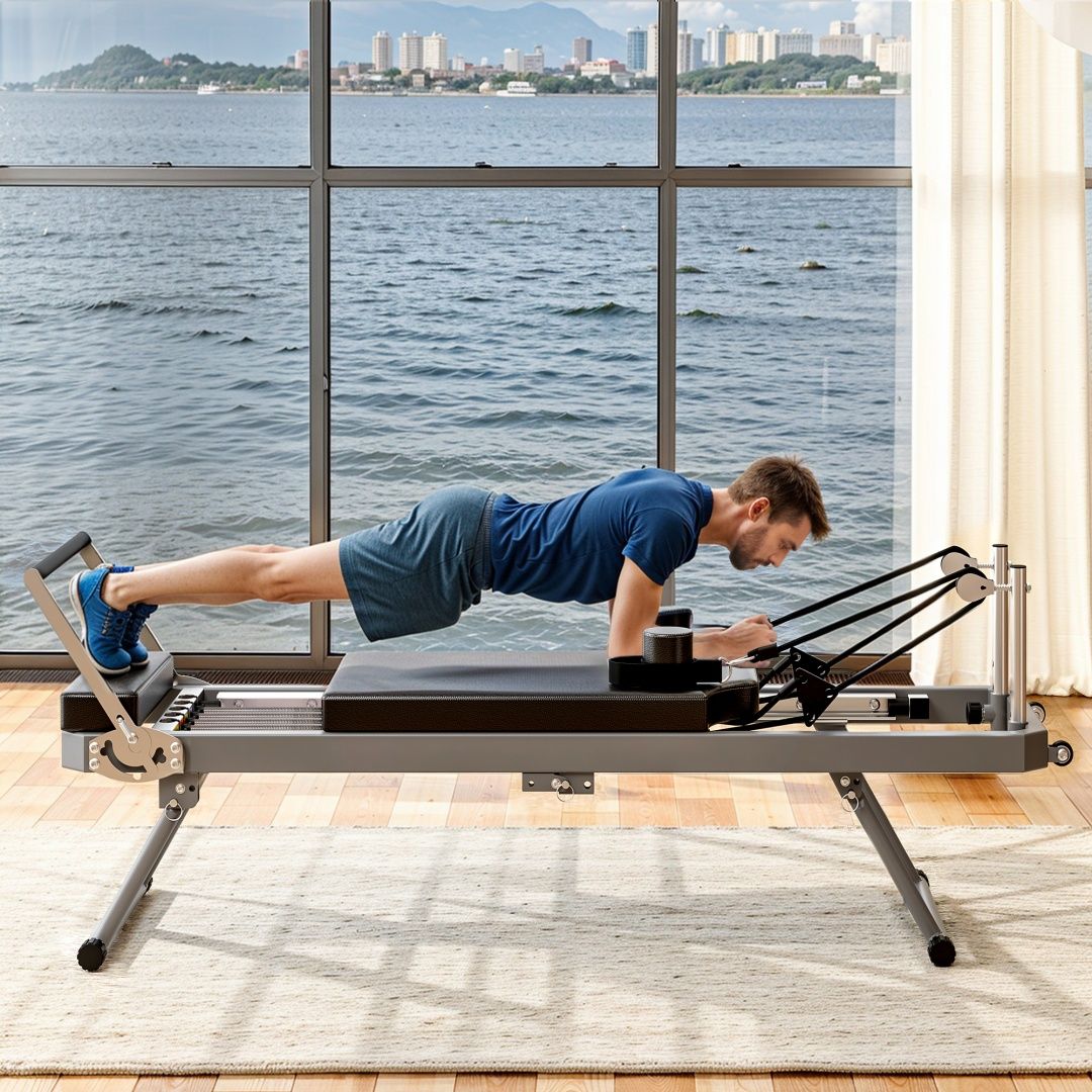 Pilates Core Bed, Foldable Home High Quality, Yoga Studio Same Commercial Fitness Equipment, Black