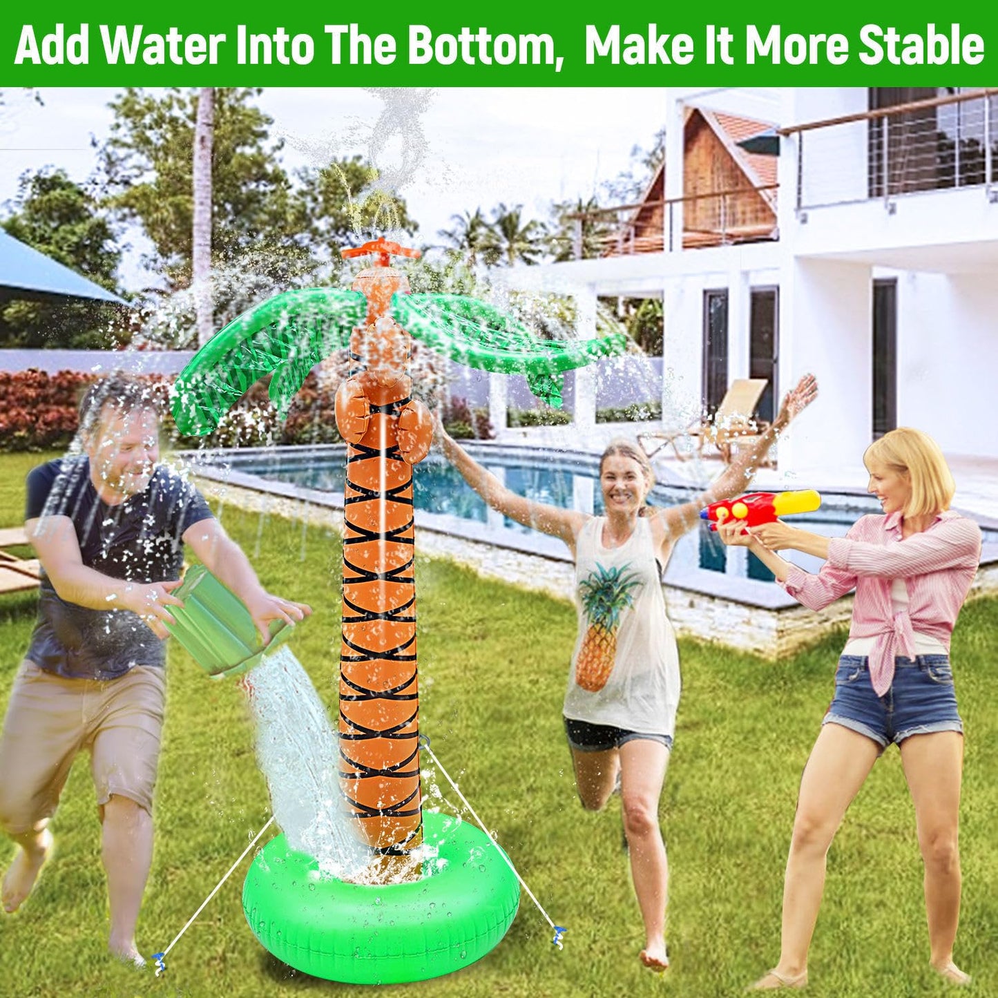 Inflatable Palm Tree Sprinkler Toy, Large Outdoor Water Spray Coconut Tree, Summer Backyard Water Toy For Children And Adults.