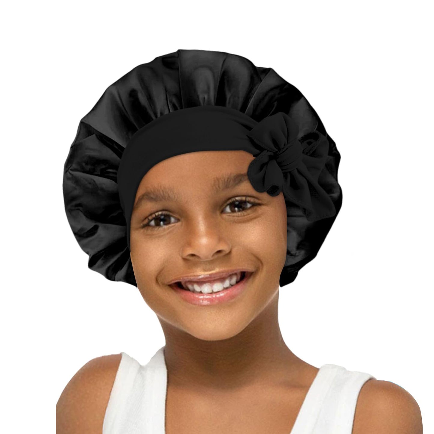Childrens Elastic Streamer Double-Layer Bow Baby Bath Cap