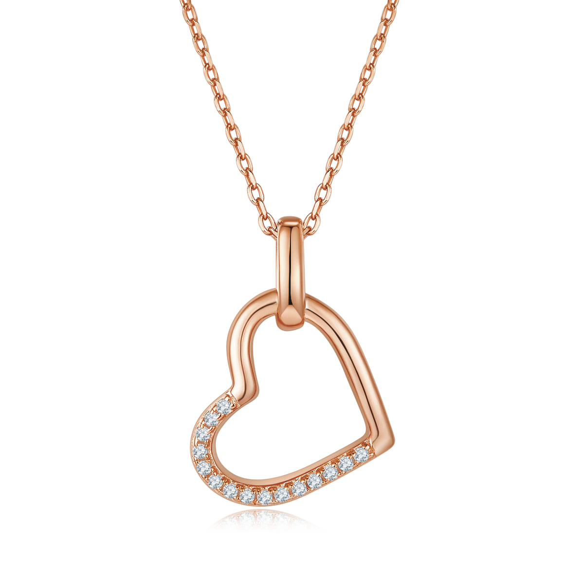 3.4g S925 Sterling Silver 15 Stones Moissanite Heart Necklace 45cm  Half Pave Asymmetric Pendant With GRA Certificate, Platinum Plated Romantic Jewelry Gift Box Set For Women