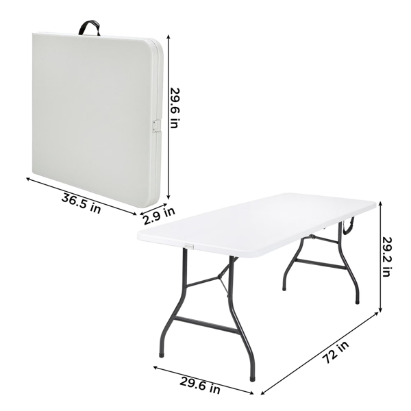 6 Foot Premium Folding Table, White Speckle  Shipment From Walmart