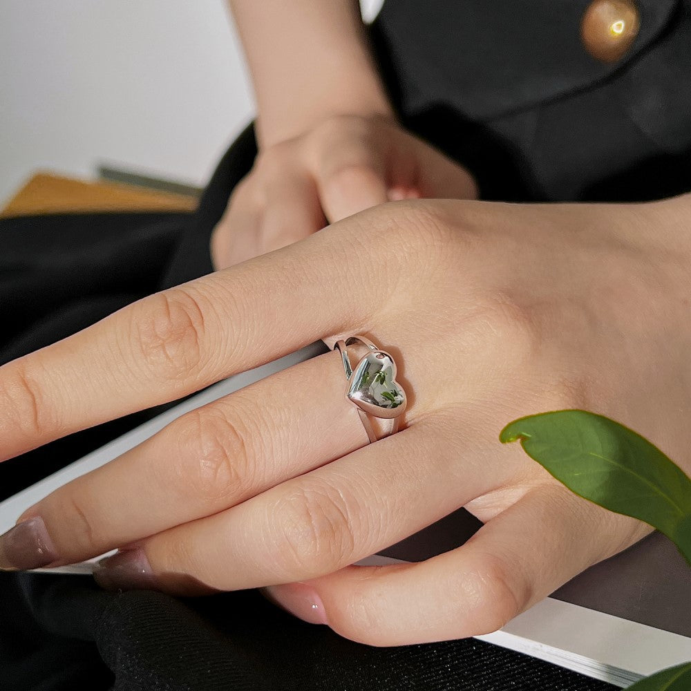 925 Sterling Silver Ring Female Japanese And Korean Temperamental Heart