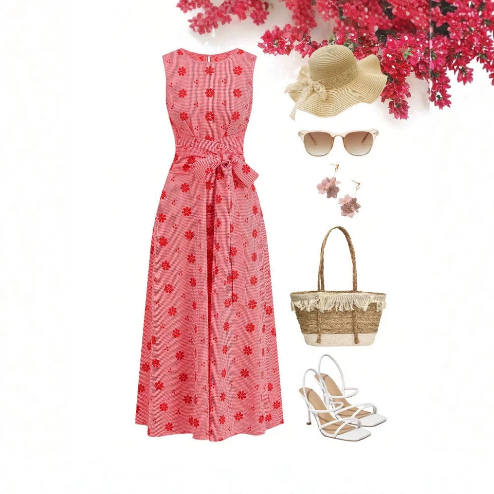 Bohemian Romantic Floral Resort Style French Inspired New Dress