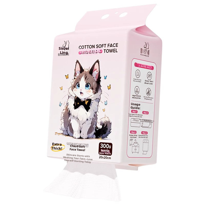 Facial towel-Muppet cat bottom draw-All adhesive-1 pack