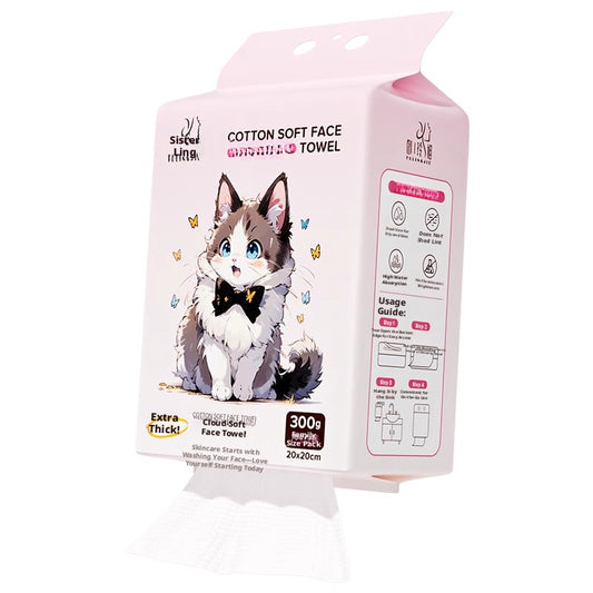 Facial towel-Muppet cat bottom draw-All adhesive-1 pack