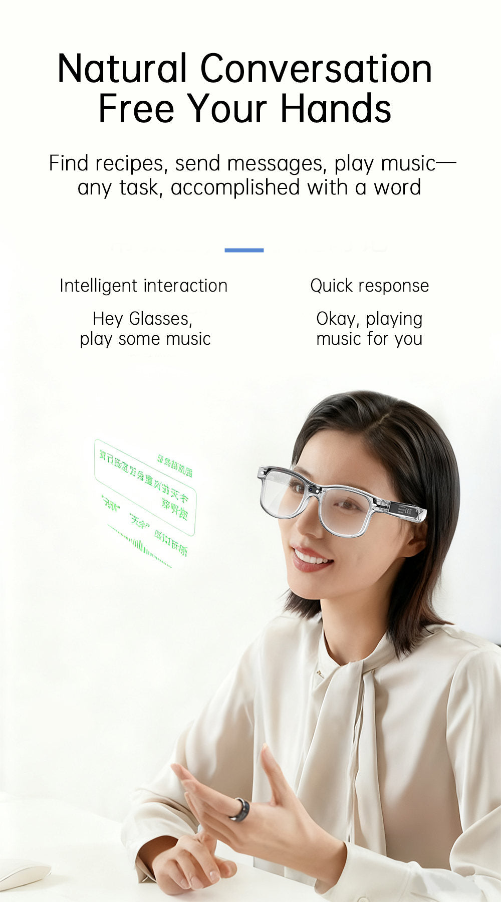 8MP AI Smart Glasses Bluetooth Sunglasses For Music Calling Translation G3