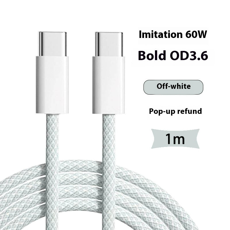 60W Double C Mobile Phone Braided Pd Charging Cable