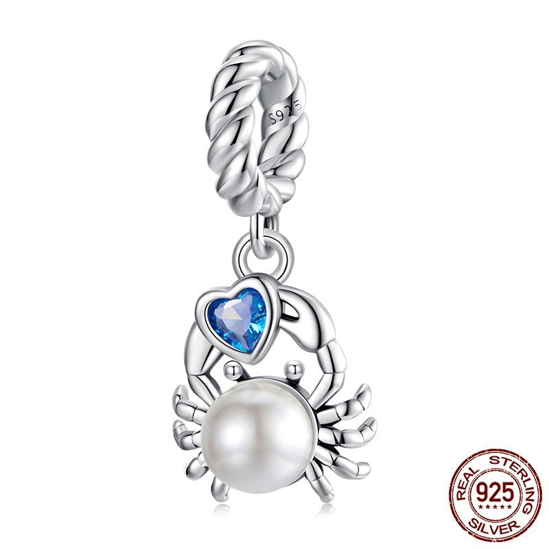 Crab Pearl Pendant S925 Silver Bead Accessories