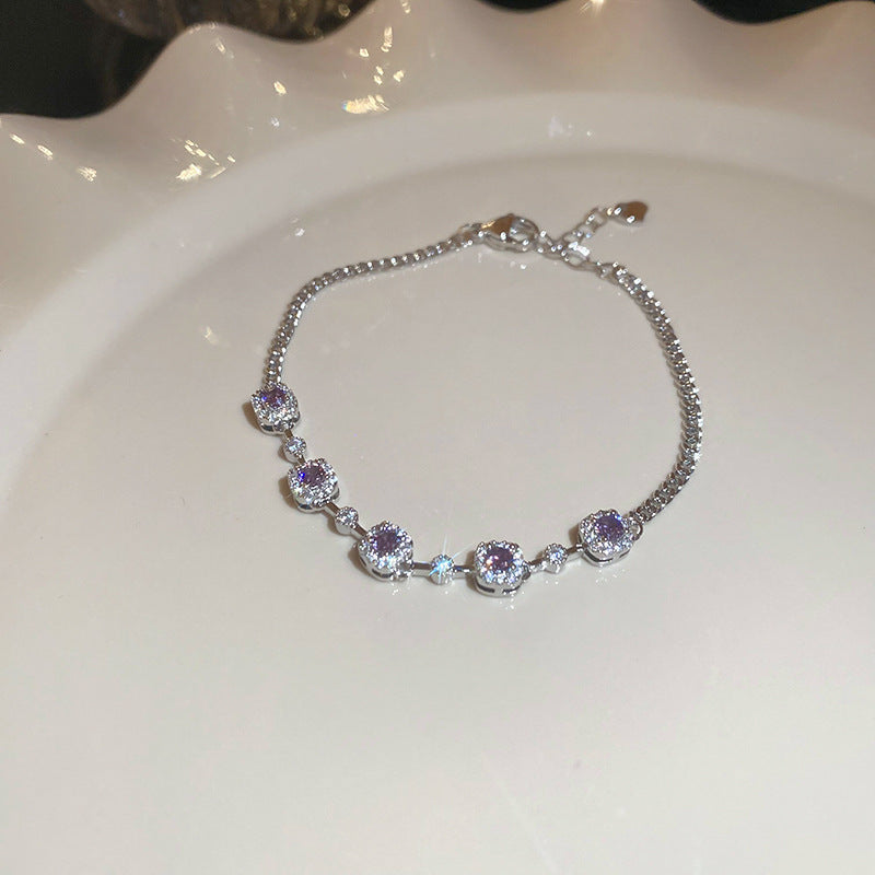 European American Zircon Heart Bracelet For Women Luxury Bangle Wedding Party Fashion Jewelry