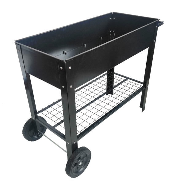 Mobile Metal Raised Garden Bed Cart With Legs, Elevated Tall Planter Box With Wheels For Outdoor Indoors House Patio  Vegetables Tomato DIY Herb Grow -Black