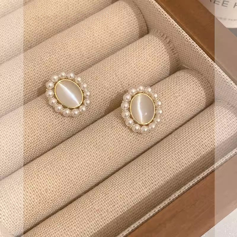 S925 Sterling Silver Pearl Stud Earrings For Women Light Luxury Elegant Minimalist Fashion Jewelry